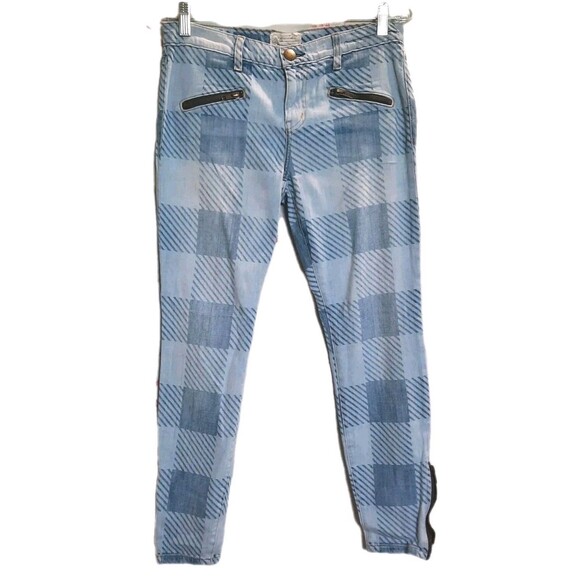 Current/Elliott  Soho Zip Stiletto Skinny Plaid Lightweight Jeans Size 27 / 4 US - Picture 5 of 9